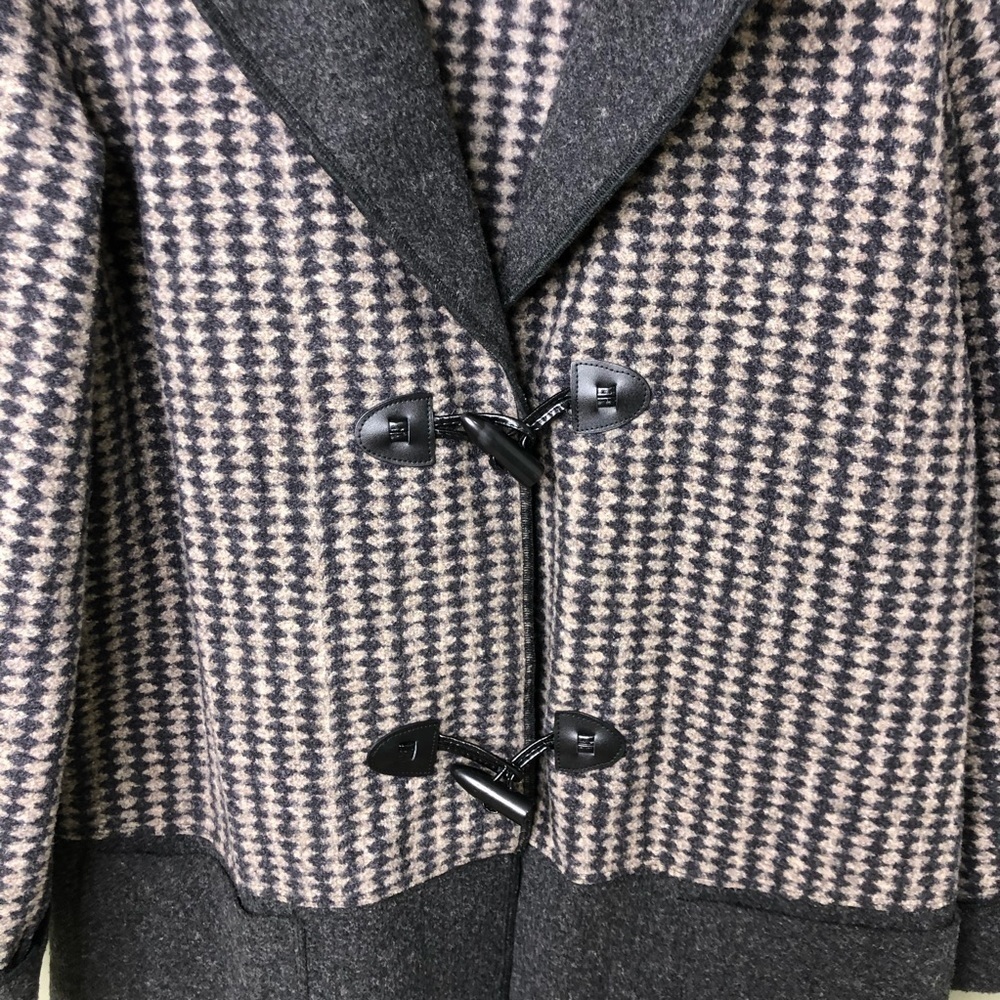Janska Houndstooth Toggle Jacket Gray Fleece Shacket Pockets Size Large - Picture 3 of 7